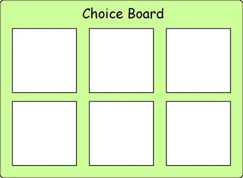 choice board templates for students