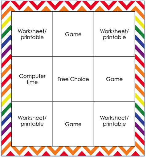 choice board templates for teachers