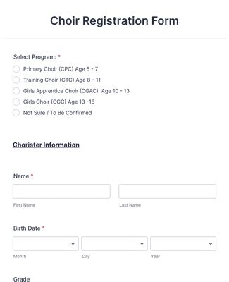 Choir Registration Form Template 9