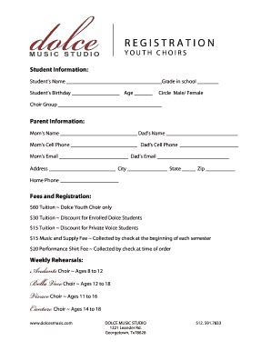 Choir Registration Form Template in Microsoft Word