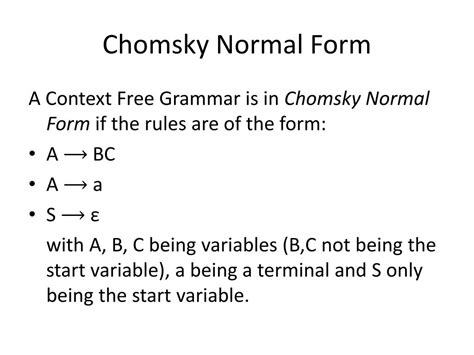 Chomsky Normal Form Introduction