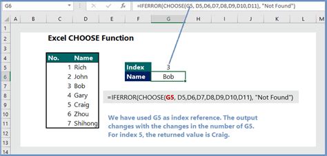 Using the CHOOSE Function in Excel