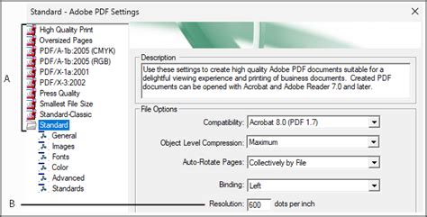 Choose PDF Settings