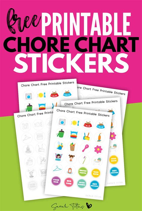 Free printable chore sticker chart for kids