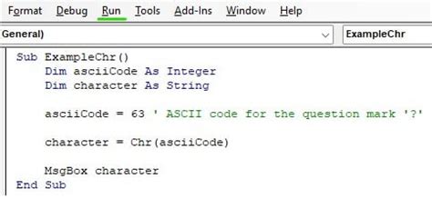 Chr function in VBA