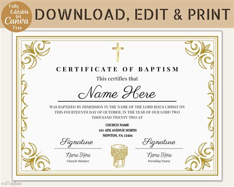 Christening Certificate Template Design