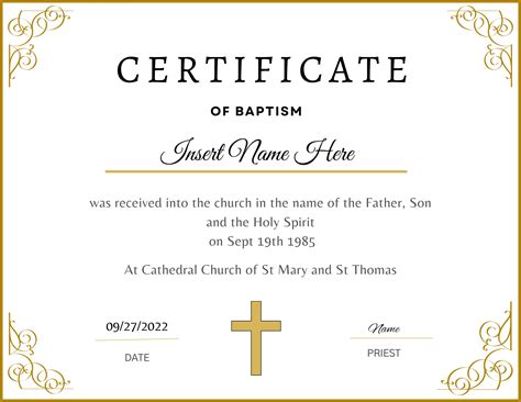 Modern Christening Certificate Template