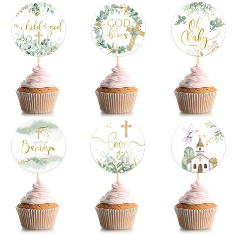 Christening cupcake topper templates on a desk