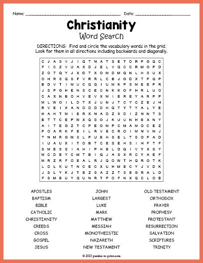 Christian symbols word search