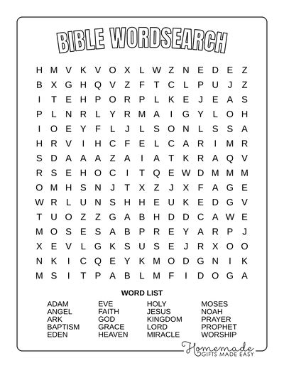 Benefits of Christian Word Search Printables