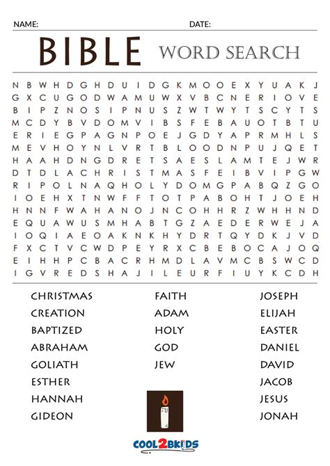 Christian word search printables for kids