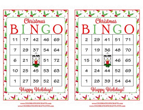 Christmas Bingo Cards for Parties