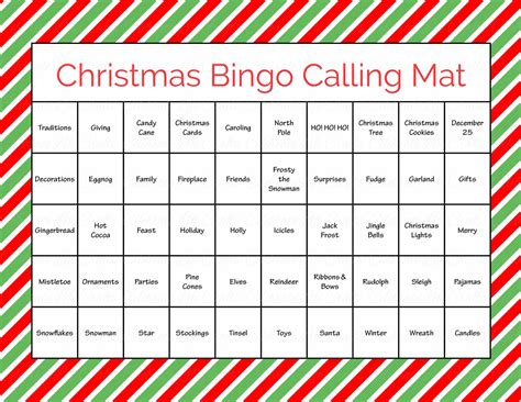 Christmas Bingo Cards with Words