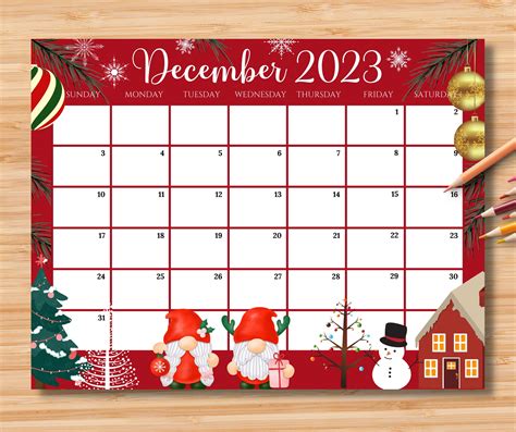 Christmas Calendar Template