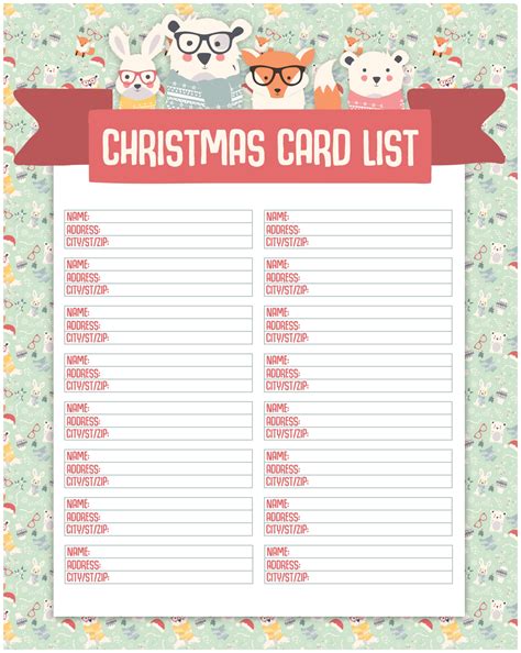 Christmas Card List Organization Example