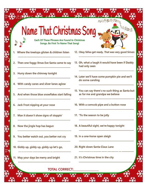 Christmas Carol Games Printable With Answers