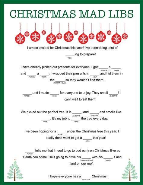 Christmas Carol Mad Libs