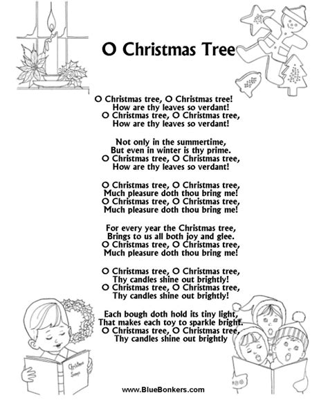 Christmas Carol Printables Lyrics