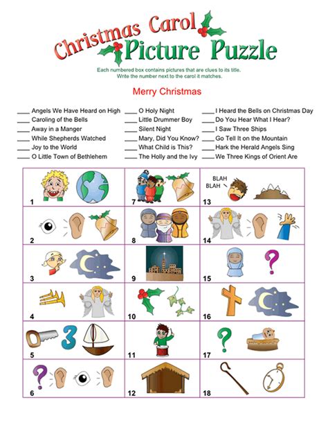 Christmas carol puzzles to print