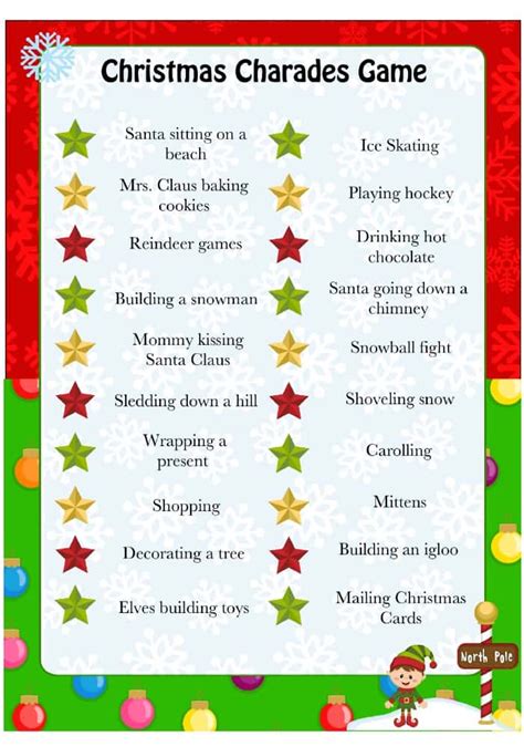 Christmas Charades Printable Game