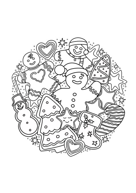 Gingerbread men Christmas coloring page for adults