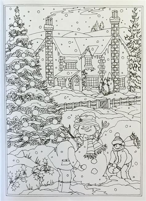 Winter wonderland Christmas coloring page for adults