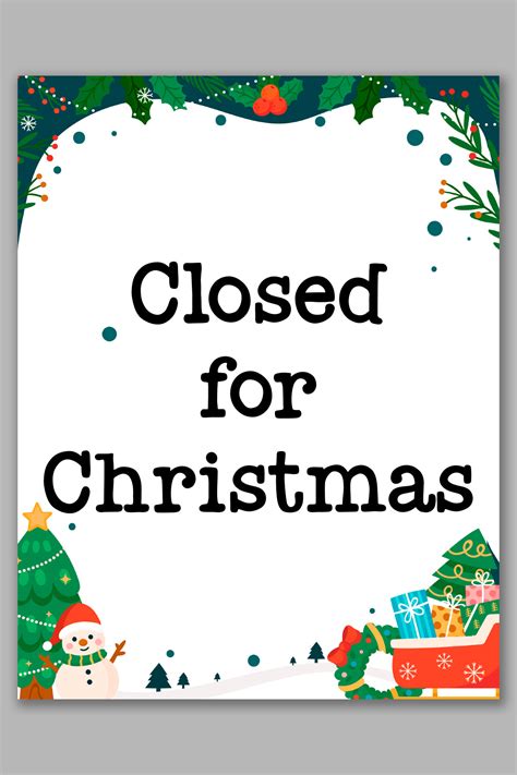 Christmas Day Closed Sign