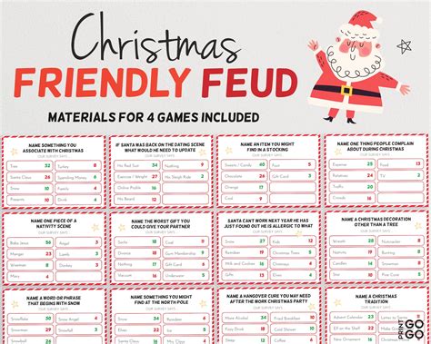 Christmas Family Feud Printable Game Template