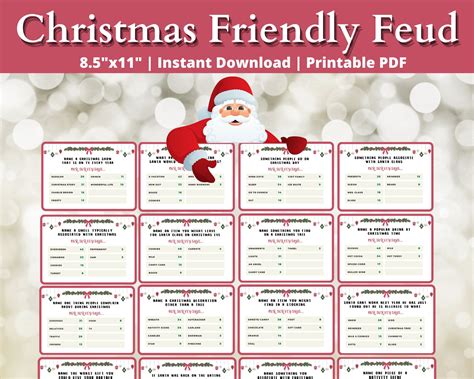 Christmas Family Feud Printable Game Template for Small Groups