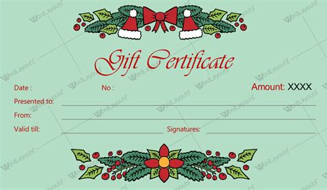 Christmas Gift Certificate Template Microsoft Word