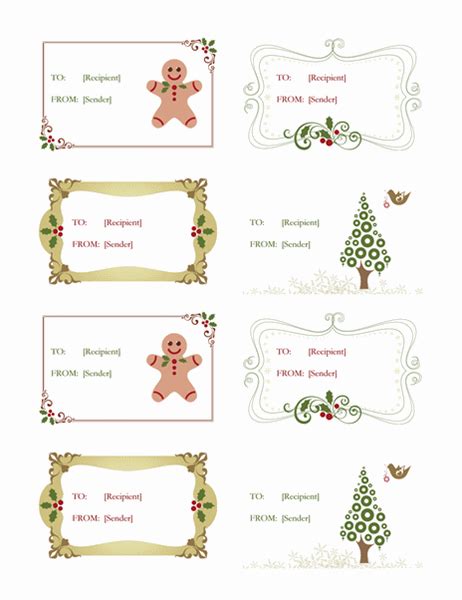 Christmas Gift Labels Templates Microsoft Word