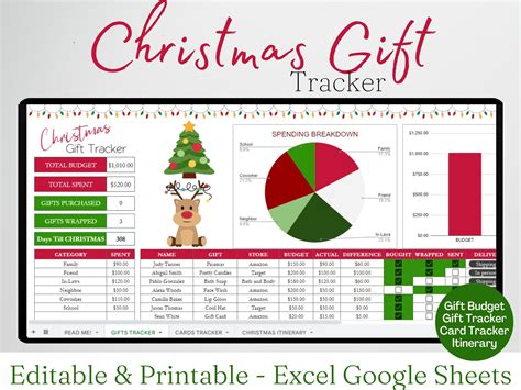 Christmas Gift List with Budget Tracker Template