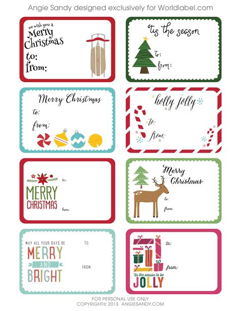 Christmas gift tags with ribbons, bows, and other embellishments