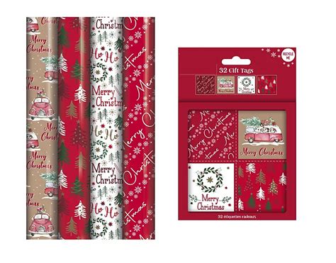 Christmas gift wrapping paper set with festive designs