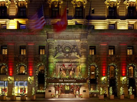 Christmas decorations in a New York hotel lobby