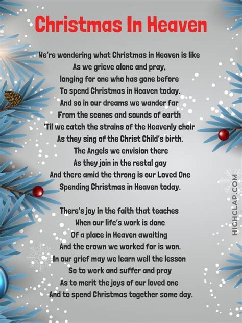 Christmas in Heaven Poem Free Printable Download