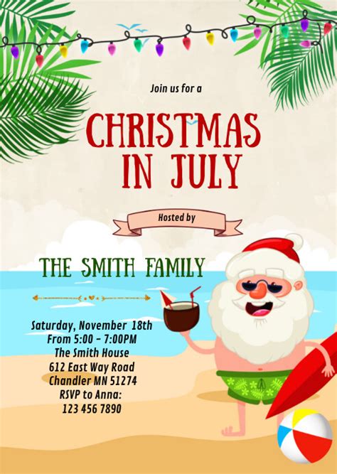 Christmas in July Party Invitation Template 1