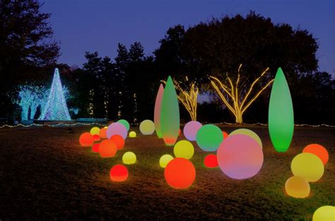 Christmas Light Orbs in a garden