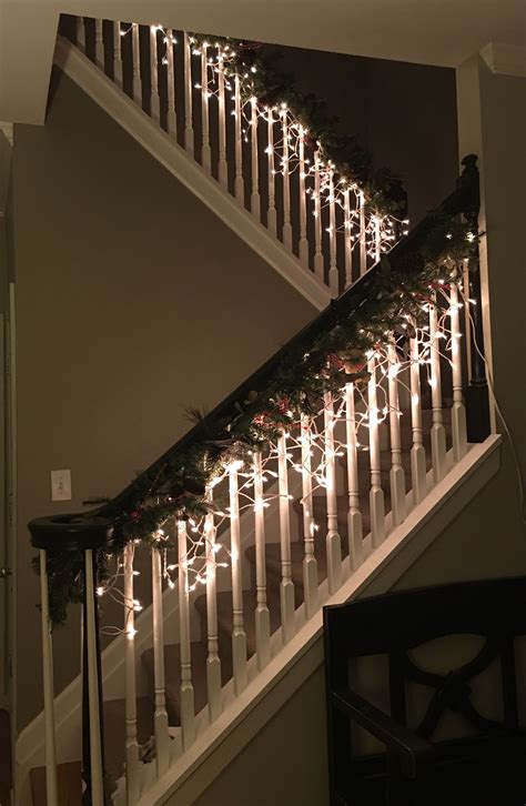 Christmas Light Orbs on a staircase