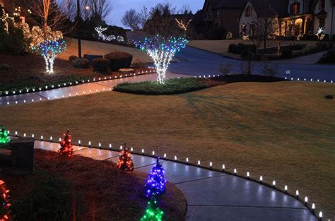 Christmas lights on a driveway