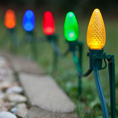 Christmas lights on a pathway