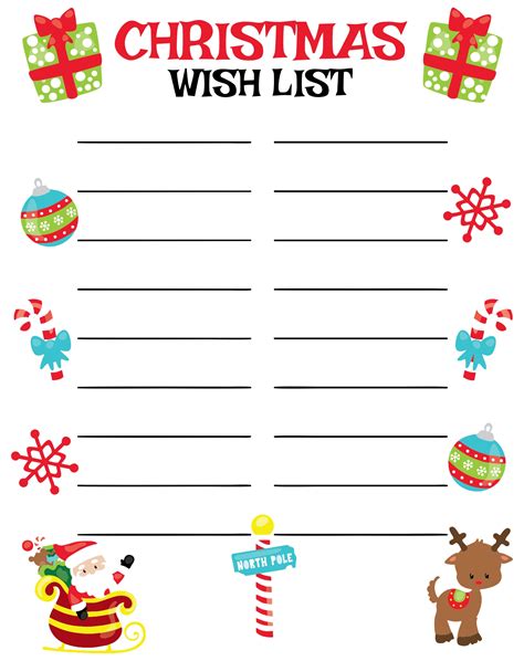 Christmas list template ideas