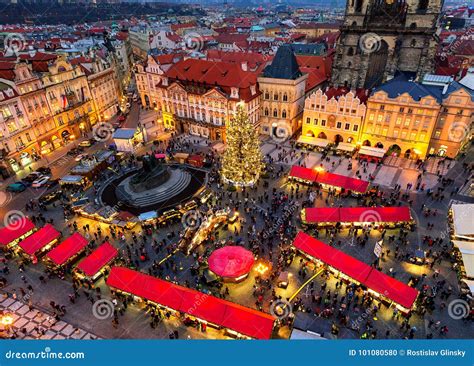 Christmas Market in Old Town Square Prague Night