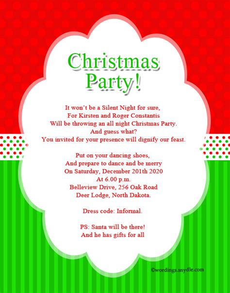 Christmas party invitation message