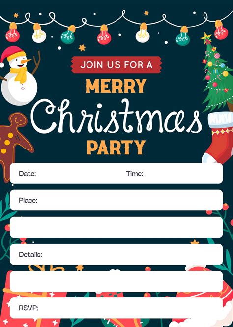 Christmas party invitation template with snowmen and a fun theme