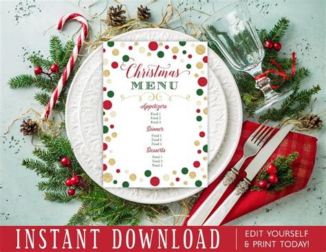 Christmas Party Menu Template