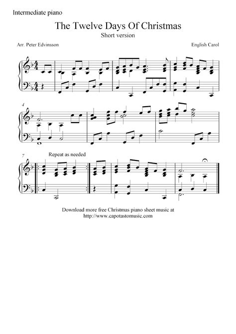 Christmas Piano Sheet Music for Intermediate