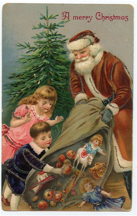 A collection of vintage Christmas postcards featuring a range of illustrations and designs