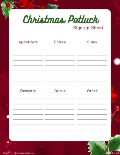 Christmas potluck template pdf