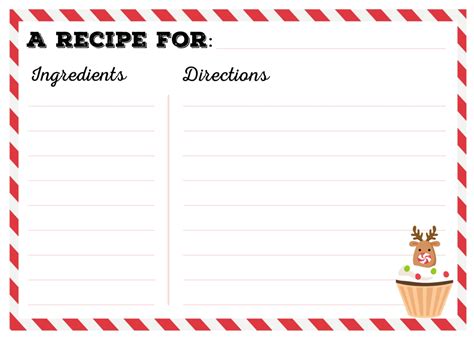 Christmas Recipe Card Template Editable and Printable